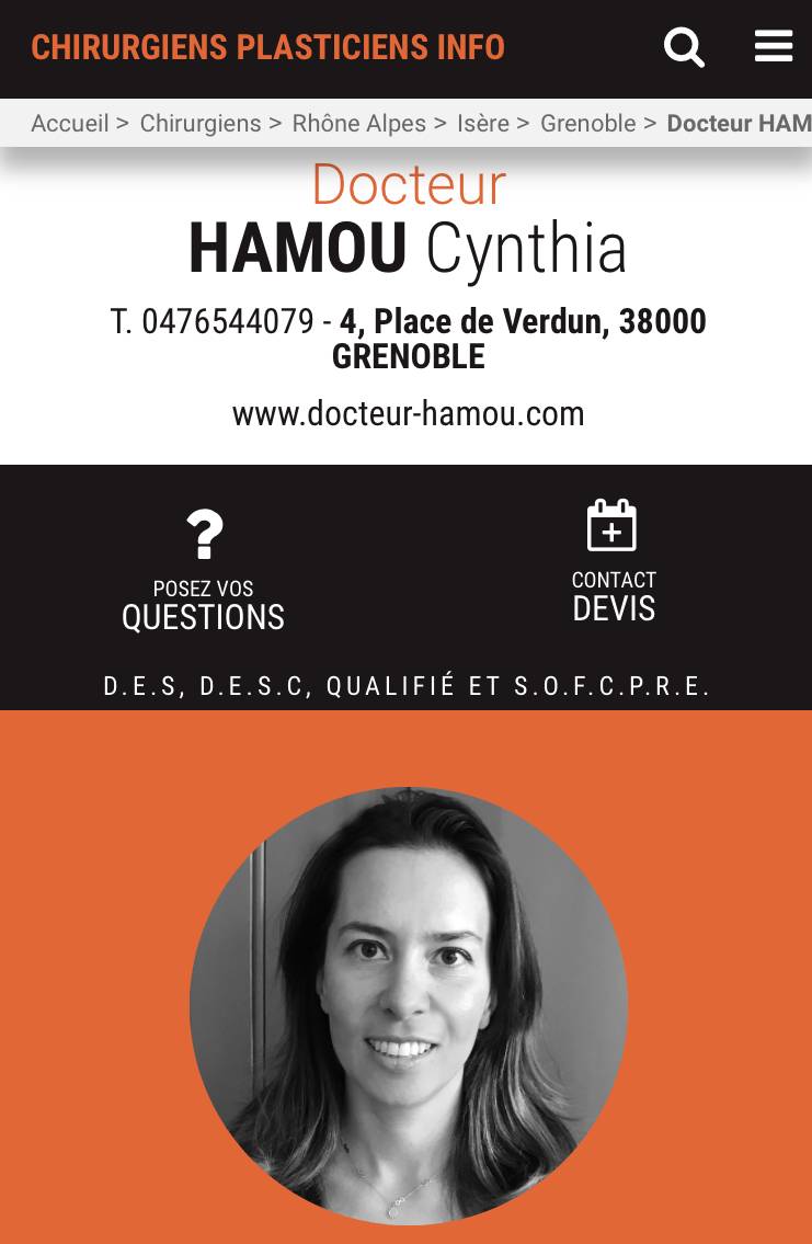 Chirurgien esthétique femme à Grenoble – Rhône Alpes | Dr Cynthia Hamou - 